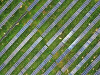 Solar photovoltaic panels are lining up at a photovoltaic power plant in Liuzhou, China, on May 16, 2024. (