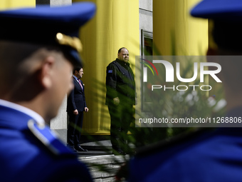 Chairman of the Verkhovna Rada of Ukraine, Ruslan Stefanchuk, is standing near the Parliament in Kyiv, Ukraine, on May 24, 2024. (