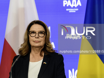 Speaker of the Polish Senate Malgorzata Kidawa-Blonska is attending a joint statement with Chairman of the Verkhovna Rada of Ukraine Ruslan...