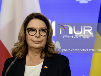 Speaker of the Polish Senate Malgorzata Kidawa-Blonska is attending a joint statement with Chairman of the Verkhovna Rada of Ukraine Ruslan...