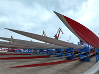 Wind power equipment is being prepared for export at the terminal in Lianyungang, Jiangsu province, in Lianyungang, China, on May 25, 2024....