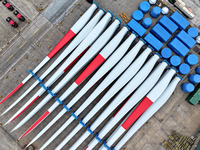 Wind power equipment is being prepared for export at the terminal in Lianyungang, Jiangsu province, in Lianyungang, China, on May 25, 2024....