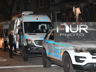 Crime scene investigators from the NYPD Crime Scene Unit are investigating the shooting death of 37-year-old Marcus Henderson, who was shot...