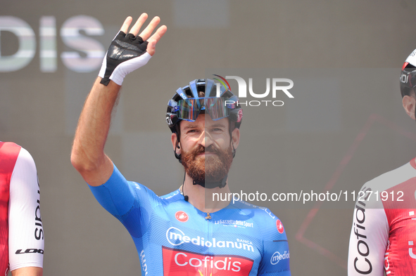 Simon Geschke of Germany and Team Cofidis - Blue Mountain Jersey reacting prior to the 107th Giro d'Italia 2024, Stage 12, a 193km stage fro...