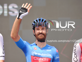 Simon Geschke of Germany and Team Cofidis - Blue Mountain Jersey reacting prior to the 107th Giro d'Italia 2024, Stage 12, a 193km stage fro...