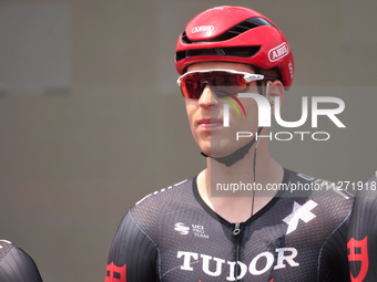 Alexander Kamp of Denmark and Tudor Pro Cycling Team  prior to the 107th Giro d'Italia 2024, Stage 12, a 193km stage from Martinsicuro to Fa...