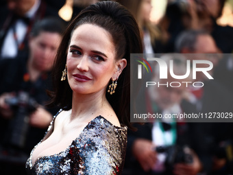 Eva Green attends the Red Carpet of the closing ceremony at the 77th annual Cannes Film Festival at Palais des Festivals on May 25, 2024 in...