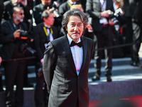 Koji Yakusho is attending the Red Carpet of the closing ceremony at the 77th annual Cannes Film Festival at Palais des Festivals in Cannes,...