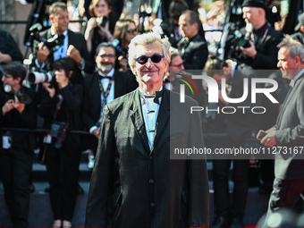Wim Wenders is attending the Red Carpet of the closing ceremony at the 77th annual Cannes Film Festival at Palais des Festivals in Cannes, F...