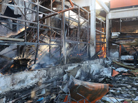 An Epicentr K construction supermarket is being damaged by two Russian glide bombs in Kharkiv, Ukraine, on May 25, 2024. At least five peopl...