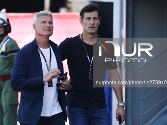 David Coulthard and Mark Webber before qualifying ahead of the Formula 1 Grand Prix of Monaco at Circuit de Monaco in Monaco on May 25, 2024...