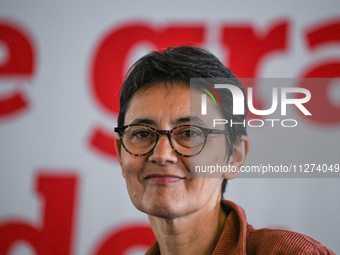 CAEN, FRANCE - MAY 24: 
Nathalie Arthaud, spokesperson for Lutte Ouvriere (Workers' Struggle), a communist party, seen at the European Parli...