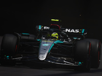 Lewis Hamilton of Mercedes drives on the track during Practice 3 ahead of the F1 Grand Prix of Monaco at Circuit de Monaco on May 25, 2024 i...