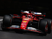 Charles Leclerc of Ferrari drives on the track during Practice 3 ahead of the F1 Grand Prix of Monaco at Circuit de Monaco on May 25, 2024 i...