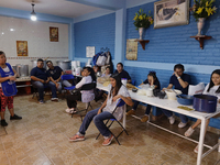 Inhabitants of Culhuacan in the extreme south of Mexico City are gathering for a meal before a procession to the Sanctuary of the Lord of Ca...