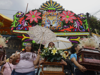 Inhabitants of Culhuacan in the extreme south of Mexico City are carrying religious images during a procession to the Sanctuary of the Lord...