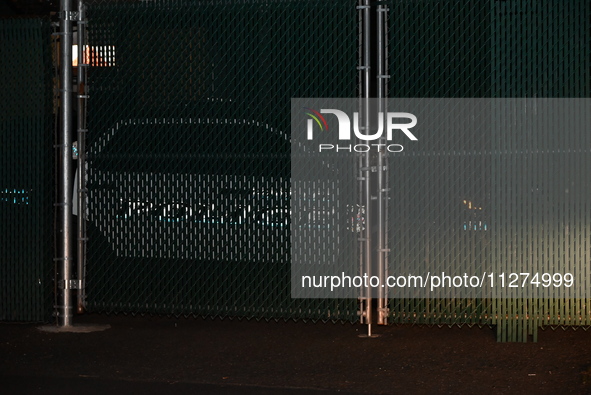 A Fort Lee, New Jersey police vehicle is staging near Maple Street where the death of a 12-year-old child is occurring. The Bergen County Pr...