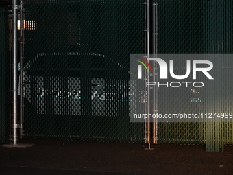 A Fort Lee, New Jersey police vehicle is staging near Maple Street where the death of a 12-year-old child is occurring. The Bergen County Pr...