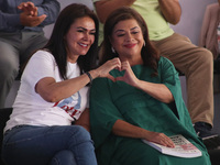 Clara Brugada, candidate for the head of Government of Mexico City, and Leticia Varela, candidate for Mayor of Benito Juarez for the 'Juntos...