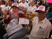Supporters of Clara Brugada, candidate for the head of Government of Mexico City for the 'Juntos Hagamos Historia' alliance, are seen during...