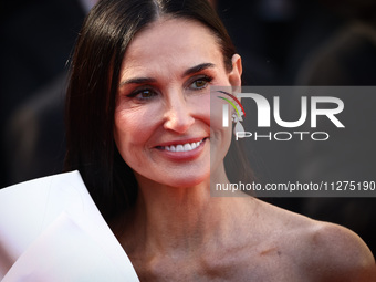 Demi Moore attends the Red Carpet of the closing ceremony at the 77th annual Cannes Film Festival at Palais des Festivals on May 25, 2024 in...