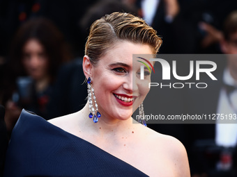 Greta Gerwig attends the Red Carpet of the closing ceremony at the 77th annual Cannes Film Festival at Palais des Festivals on May 25, 2024...