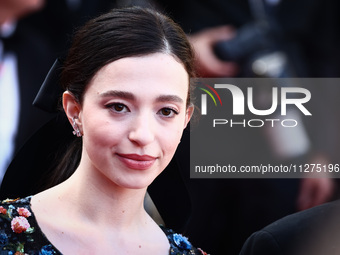 Mikey Madison attends the Red Carpet of the closing ceremony at the 77th annual Cannes Film Festival at Palais des Festivals on May 25, 2024...