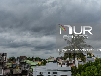 Storm clouds are gathering in Kolkata, India, on May 26, 2024, ahead of the landfall of Cyclone Remal on the eastern coast of India. Cyclone...