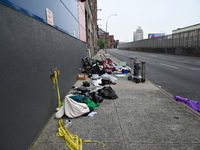 The aftermath scene of a pedestrian struck incident is being photographed in Brooklyn, New York, United States, on May 25, 2024. At approxim...