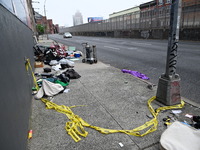 The aftermath scene of a pedestrian struck incident is being photographed in Brooklyn, New York, United States, on May 25, 2024. At approxim...