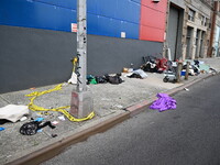 The aftermath scene of a pedestrian struck incident is being photographed in Brooklyn, New York, United States, on May 25, 2024. At approxim...