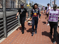 Sergio Perez of Red Bull Racing after crash during the Formula 1 Grand Prix of Monaco at Circuit de Monaco in Monaco on May 26, 2023. (