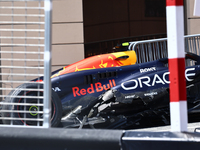 Red Bull Racing car of Sergio Perez during the Formula 1 Grand Prix of Monaco at Circuit de Monaco in Monaco on May 26, 2023. (