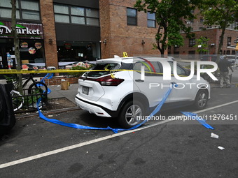 A vehicle is being located damaged at the crime scene. A 29-year-old male is being fatally stabbed in Manhattan, New York, United States, on...