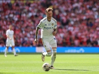 Joe Rodon (Leeds United) is playing during the SkyBet Championship Playoff Final between Leeds United and Southampton at Wembley Stadium in...