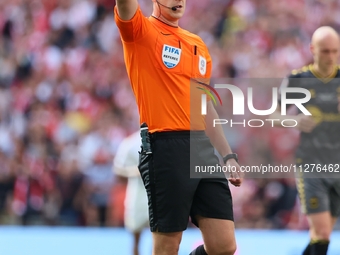 John Brooks, the match referee, is officiating during the SkyBet Championship Playoff Final between Leeds United and Southampton at Wembley...
