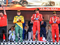Frederic Vasseur, Oscar Piastri, Charles Leclerc, and Carlos Sainz are celebrating the final podium during the FIA Formula One World Champio...