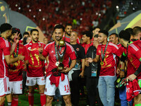 Ahmed Abdelkader of Al Ahly is celebrating after winning the CAF Champions League Final Second Leg match between Al Ahly and Esperance Sport...