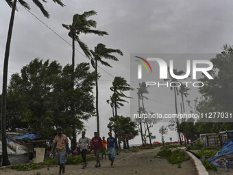 Kuakata Sea Beach, on the outskirts of Patuakhali, is preparing for Cyclone Remal landfall in the Kuakata and Coastal area. Bangladesh is ra...