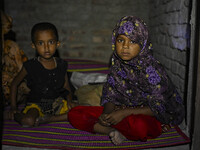 Bangladeshi children are taking shelter in the Cyclone Shelter in Kuakata, Bangladesh, on May 26, 2024, ahead of Cyclone Remal's landfall in...