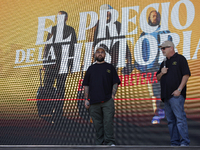 Rick Harrison (r) and Chumlee (c), stars of the programme The Price of History, are at the Papalote Museo del Ninx in Mexico City, Mexico, o...
