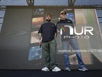 Rick Harrison (r) and Chumlee (l), stars of the programme The Price of History, are at the Papalote Museo del Ninx in Mexico City, Mexico, o...