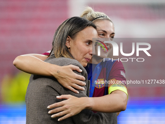 (L) Virginia Torrecilla former player and (R) Alexia Putellas of Barcelona and Spain after the UEFA Women's Champions League 2023/24 Final m...