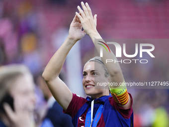Alexia Putellas of Barcelona and Spain celebrates victory after the UEFA Women's Champions League 2023/24 Final match between FC Barcelona a...