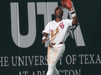 Oklahoma fielder Kendall Pettis #7 is catching the ball during the 2024 Big 12 Baseball Championship game between the Oklahoma State Univers...