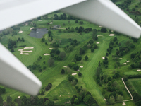 DUBLIN, IRELAND - MAY 22: 
Scenic glimpse of a golf course near Dublin Airport, captured from a Ryanair aircraft, on May 22, 2024, in Dublin...