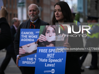 DUBLIN, IRELAND - MAY 22: 
Activists from the CitizenGO advocacy group stage a symbolic protest outside Leinster House, demanding the immedi...