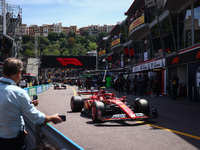 Carlos Sainz of Ferrari drives on the track before a start of  the F1 Grand Prix of Monaco at Circuit de Monaco on May 26, 2024 in Monte-Car...