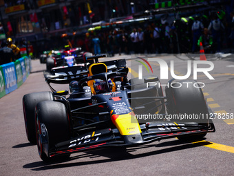 Max Verstappen of Red Bull Racing drives on the track before a start of  the F1 Grand Prix of Monaco at Circuit de Monaco on May 26, 2024 in...