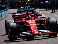 Charles Leclerc of Ferrari drives on the track before a start of  the F1 Grand Prix of Monaco at Circuit de Monaco on May 26, 2024 in Monte-...